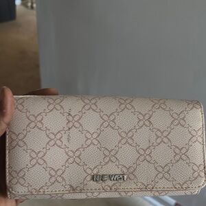 Nine West Pink and Cream Wallet with Geometric Pattern